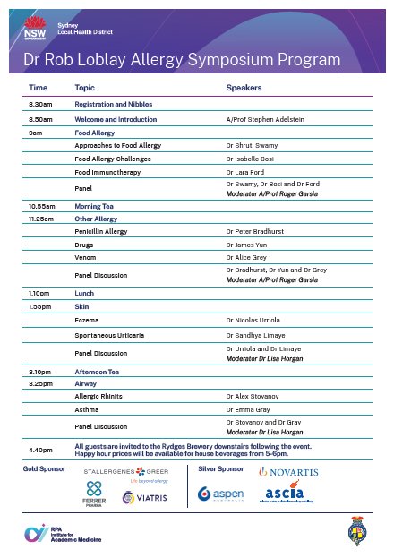 Dr Rob Loblay Allergy Symposium